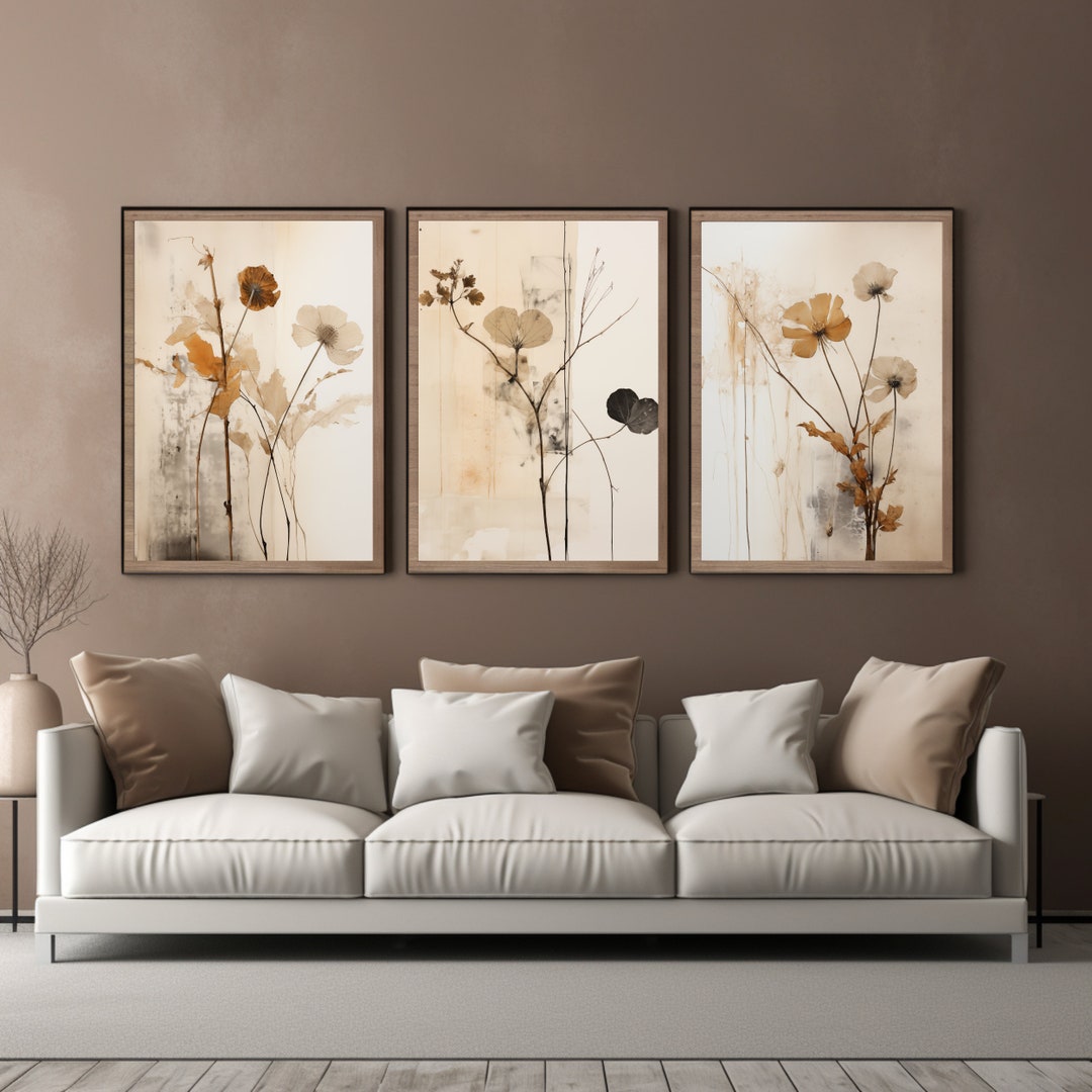 Japandi Floral Wall Art Set: Wabi Sabi Decor (digital Download) - Etsy