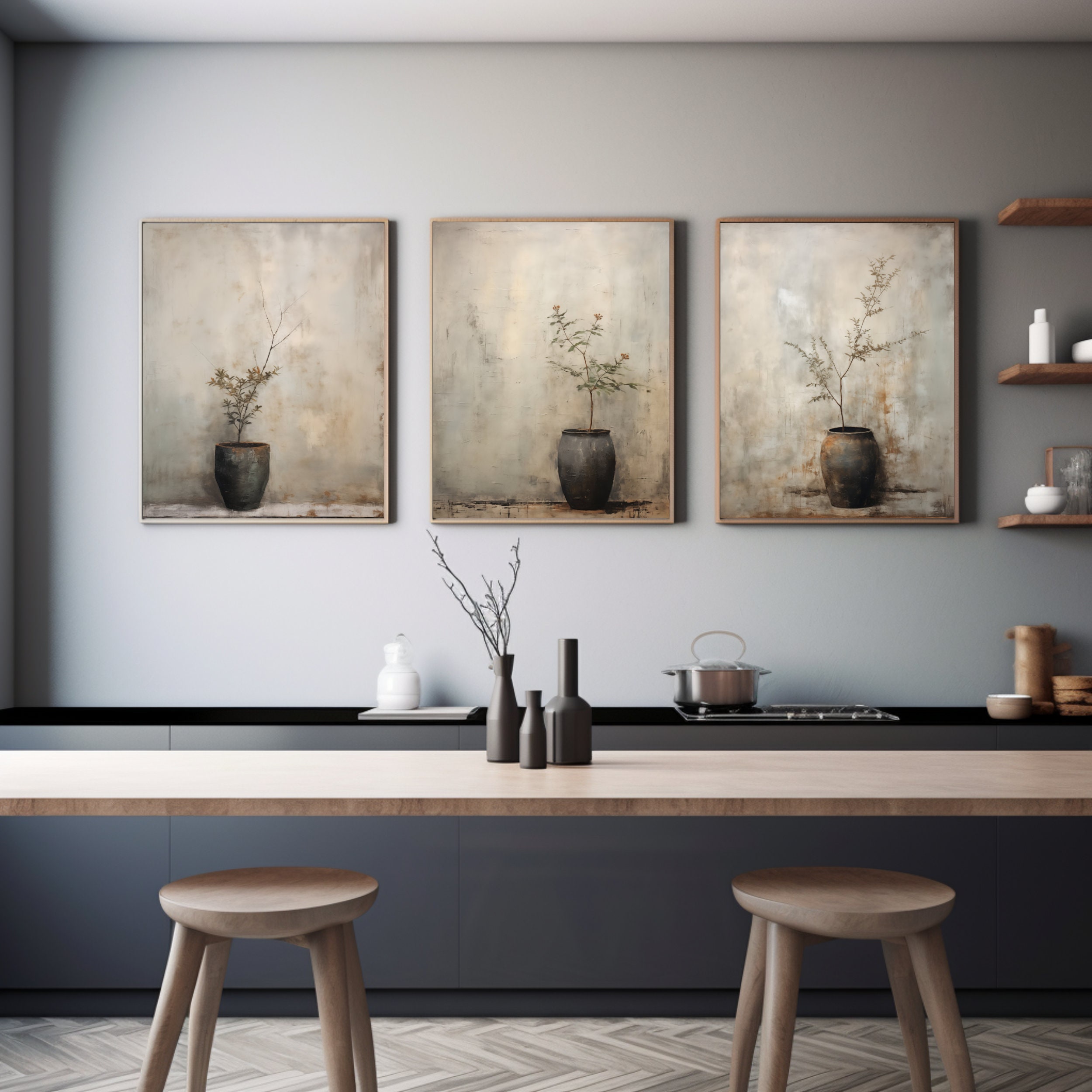 Set of 3 Japandi Wall Art Japandi Art Wabi Sabi Wall Art Japandi Wall ...