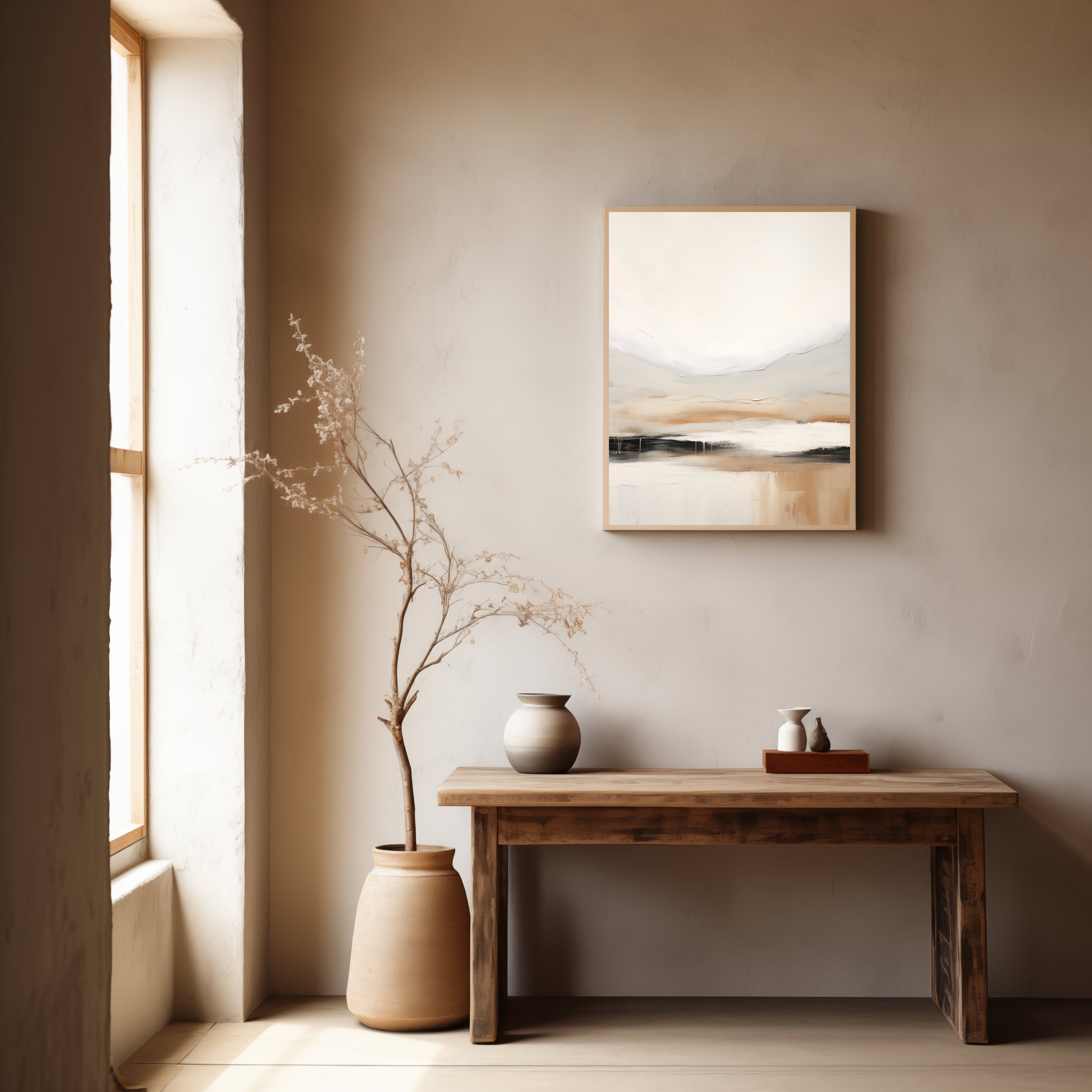 Japandi Wall Art Japanese Art Abstract Earthy Neutrals Wabi Sabi Wall ...