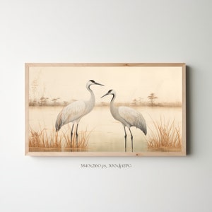 Samsung Frame TV Art | Wiosenna sztuka Wabi Sabi | Wielkanocna natura i żurawie w Japonii | Japońska sztuka telewizyjna w naturze | Japońska natura | Abstrakcyjna sztuka telewizyjna