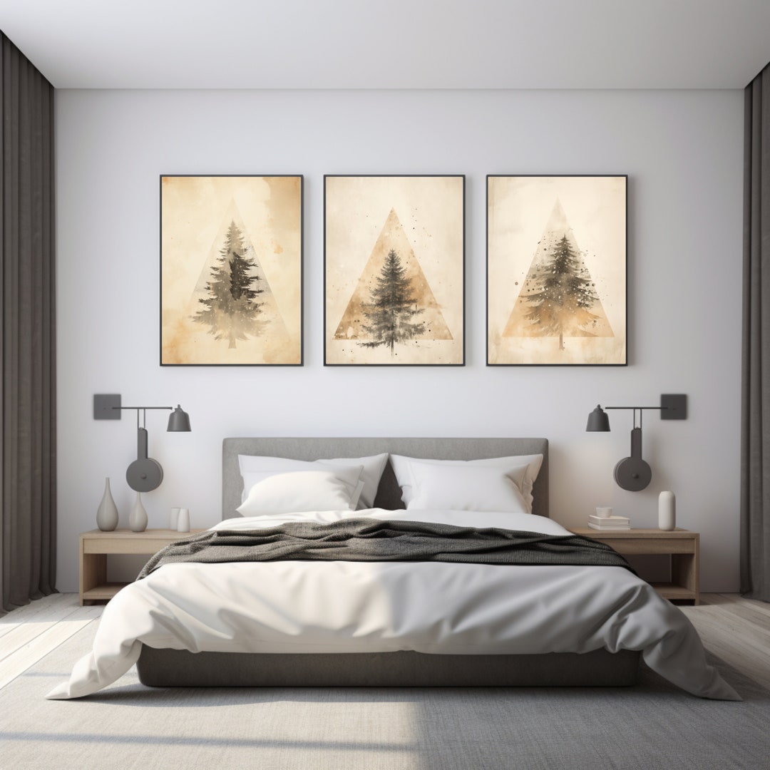 Set of 3 Wabi Sabi Tree Silhouette | Japandi Art | Abstract Nature Wall ...