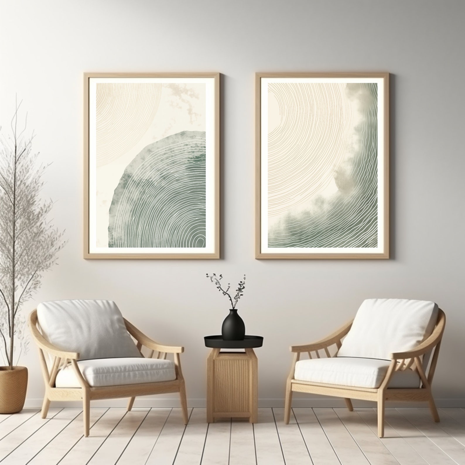 Japandi Tree Rings Art Print Set: Wabi Sabi Nordic Decor (digital ...