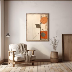 Japandi Terracotta Branch Print: Abstract Wabi Sabi Art (Digital Download)