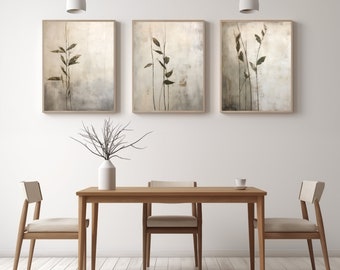 Japandi Herbal Wall Art Set: Wabi Sabi Decor (Digital Download)