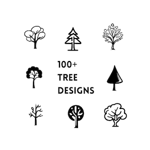 100+ Baum-Silhouette-Designs Digitaler Download Vektor-Icons-Pack | Print on Demand & Cricut Kompatibel | Kommerzielle Nutzung