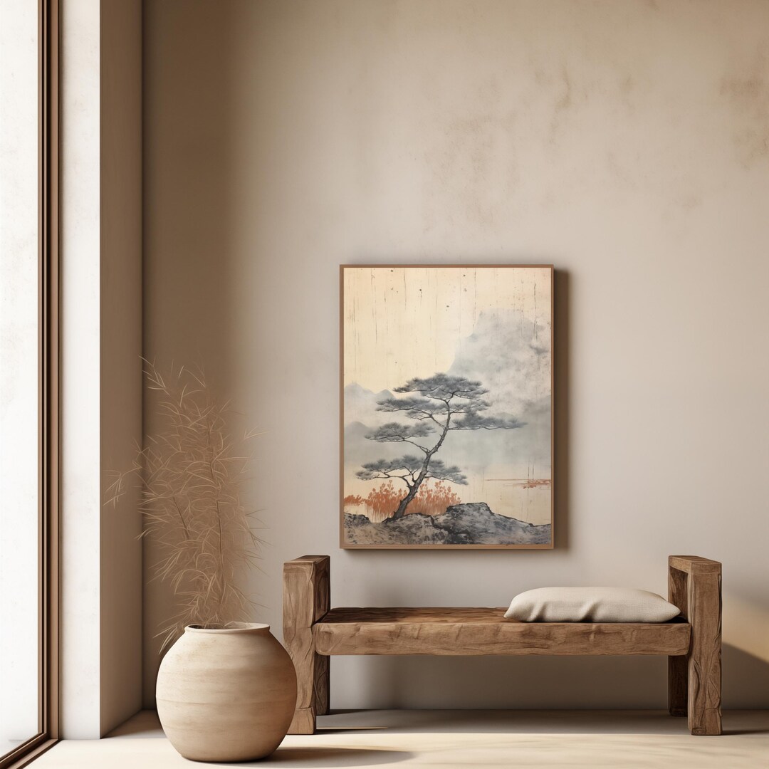 Japandi Pine Tree Print: Wabi Sabi Neutral Art (digital Download ...