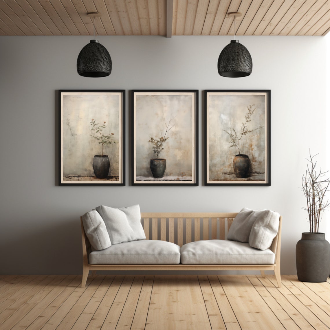 Set of 3 Japandi Wall Art Japandi Art Wabi Sabi Wall Art Japandi Wall ...