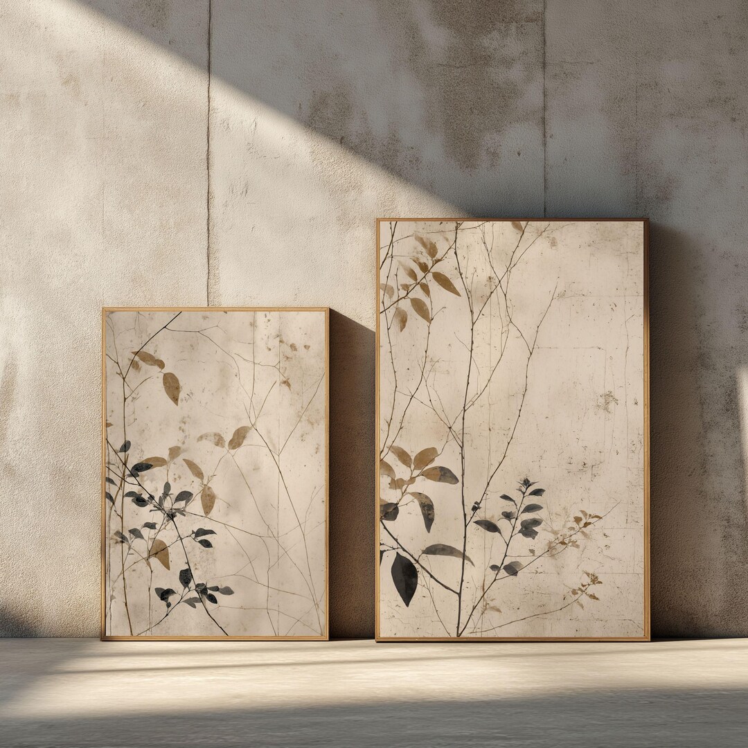 Japandi Wall Art Set: Abstract Wabi Sabi Neutral Botanical Prints ...