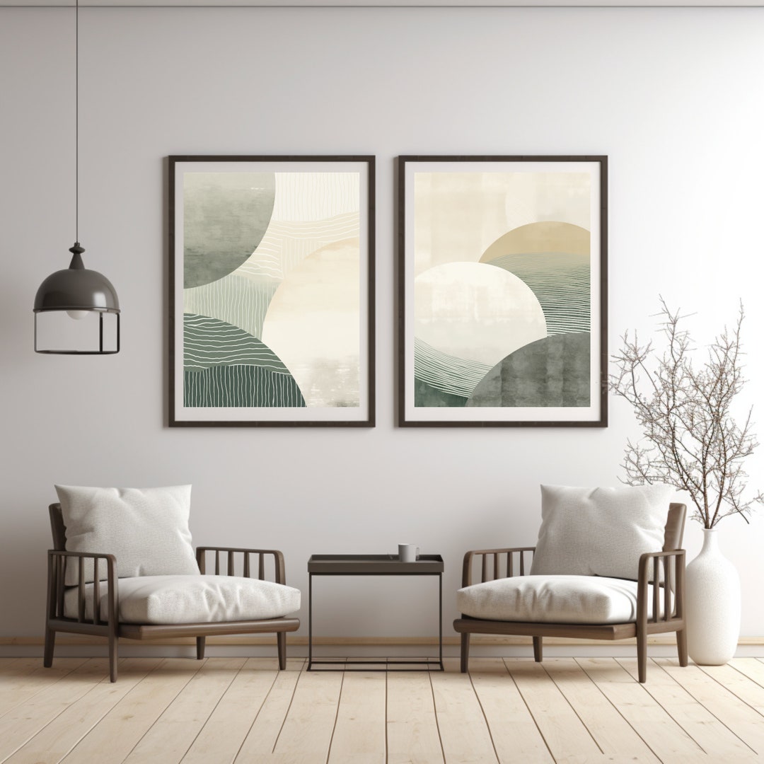 Set of 2 Japandi Wall Art Tree Rings Japandi Art Wabi Sabi Wall Art