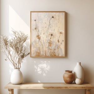 Arte de pared japonés Dientes de león / Arte Wabi sabi / Arte herbario / Impresión de arte de naturaleza abstracta / Impresión de descarga instantánea / Impresión de arte de estilo japonés