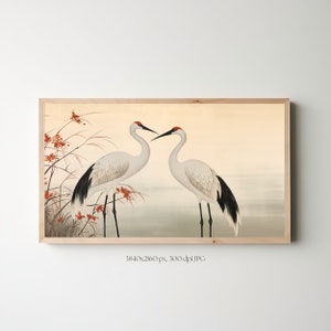 Sztuka telewizyjna Samsung Frame | Wiosenna sztuka Wabi Sabi | Wielkanocna natura i żurawie w Japonii | Japońska sztuka telewizyjna w naturze | Ptaki w Japonii | Abstrakcyjna sztuka telewizyjna