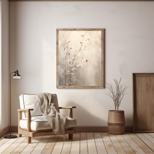 Japandi Floral Wall Art: Abstrakt Neutral Druck (Instant Download)