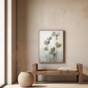 Japandi wall art Abstract Green herbs | Wabi sabi art | Wabi sabi neutral sage | Instant download nature art | Minimalist nature