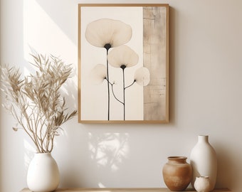 Japandi wall art Blossom | Wabi sabi art | Herbal art | Abstract nature art print | Instant download print | Japanese style art print