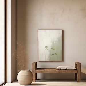 Japandi wall art Abstract Green branches | Wabi sabi art | Wabi sabi neutral sage | Instant download nature art | Minimalist nature