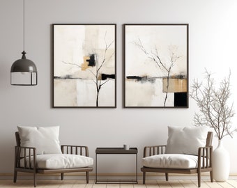 Japandi Abstract Landscape Print Set: Wabi Sabi Wall Decor (Digital Download)