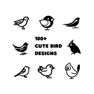 Mais de 100 gráficos minimalistas de silhueta de pássaros fofos para download digital Pacote de designs vetoriais | Impressão sob demanda e compatível com Cricut | Uso comercial