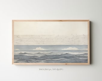 Wabi Sabi Sea Art voor Samsung Frame TV: Japandi Nautical Print (digitale download)