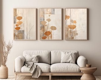 Bauhaus Japandi Terracotta Abstract Print Set (digital Download