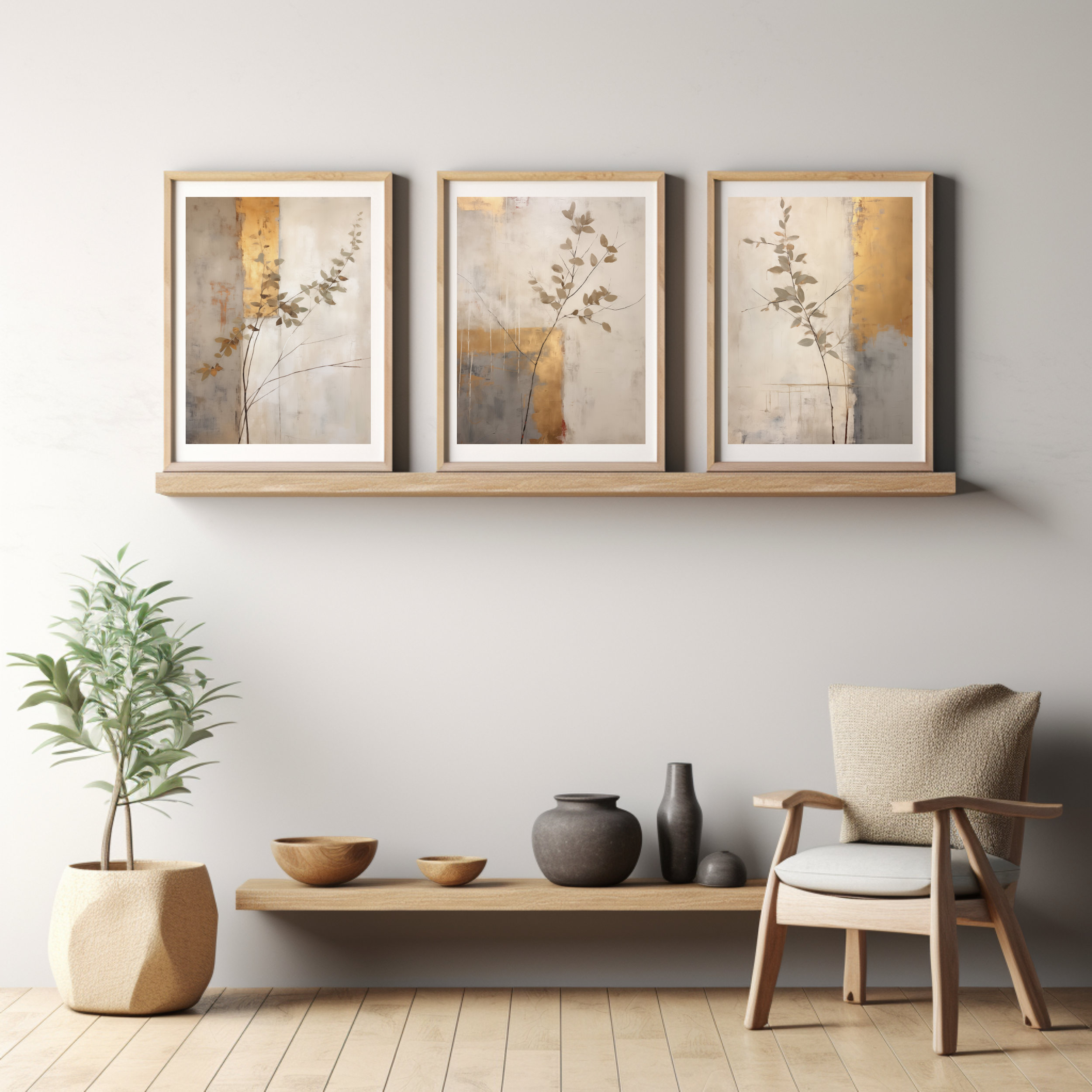 Set of 3 Japandi Wall Art Japandi Art Wabi Sabi Wall Art Minimalist ...
