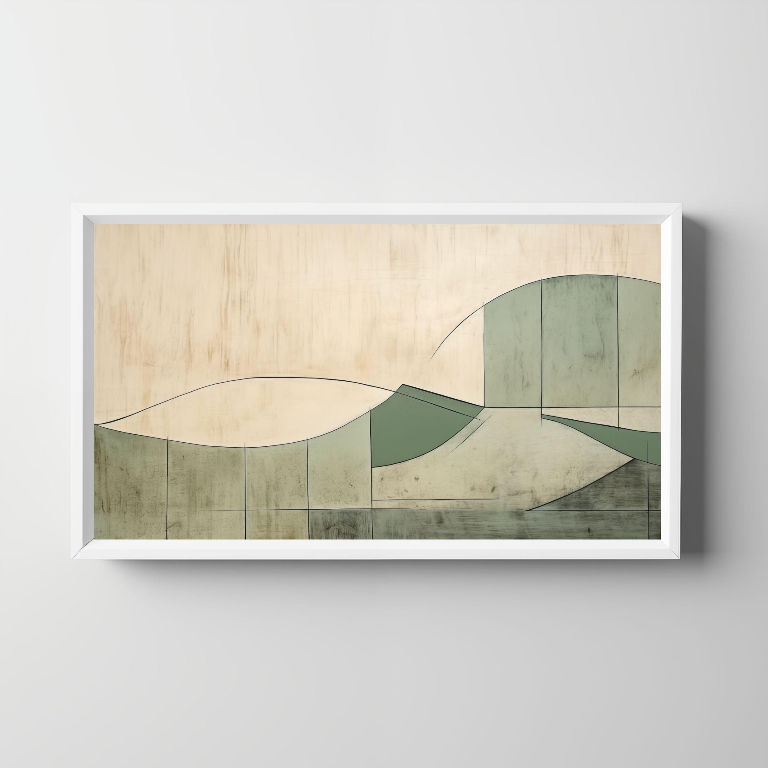 Spring Japandi TV Art: Abstract Sage & Neutral (digital Download