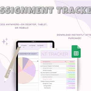 Assignment Tracker Google Sheets Template, Aesthetic Student Planner ...
