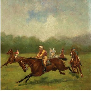 The Start of the Race - 19th Century Oil on Panel