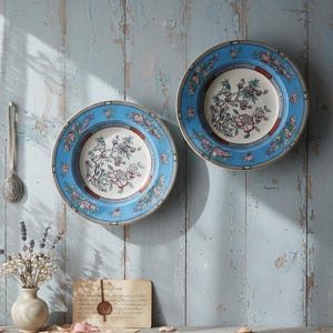 Antique French Ironstone Plates (Pair) — Terre de Fer, 17 Rue Drouot, Paris, 19th Century