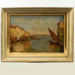Port in Venice by Lasson - Oil on Canvas Signed