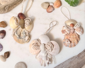 Handmade Seashell Angel Ornament, Seashell Christmas Ornament, Seashell Angel, Seashell Ornament, Remembrance Gift, Thinking of You Gift