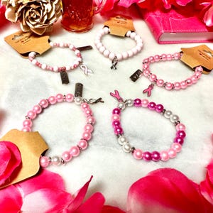 Breast Cancer Awareness Bracelet, Pink Ribbon Awareness Bracelet, Breast Cancer Warrior, Mastectomy Gift, Breast Cancer Gift