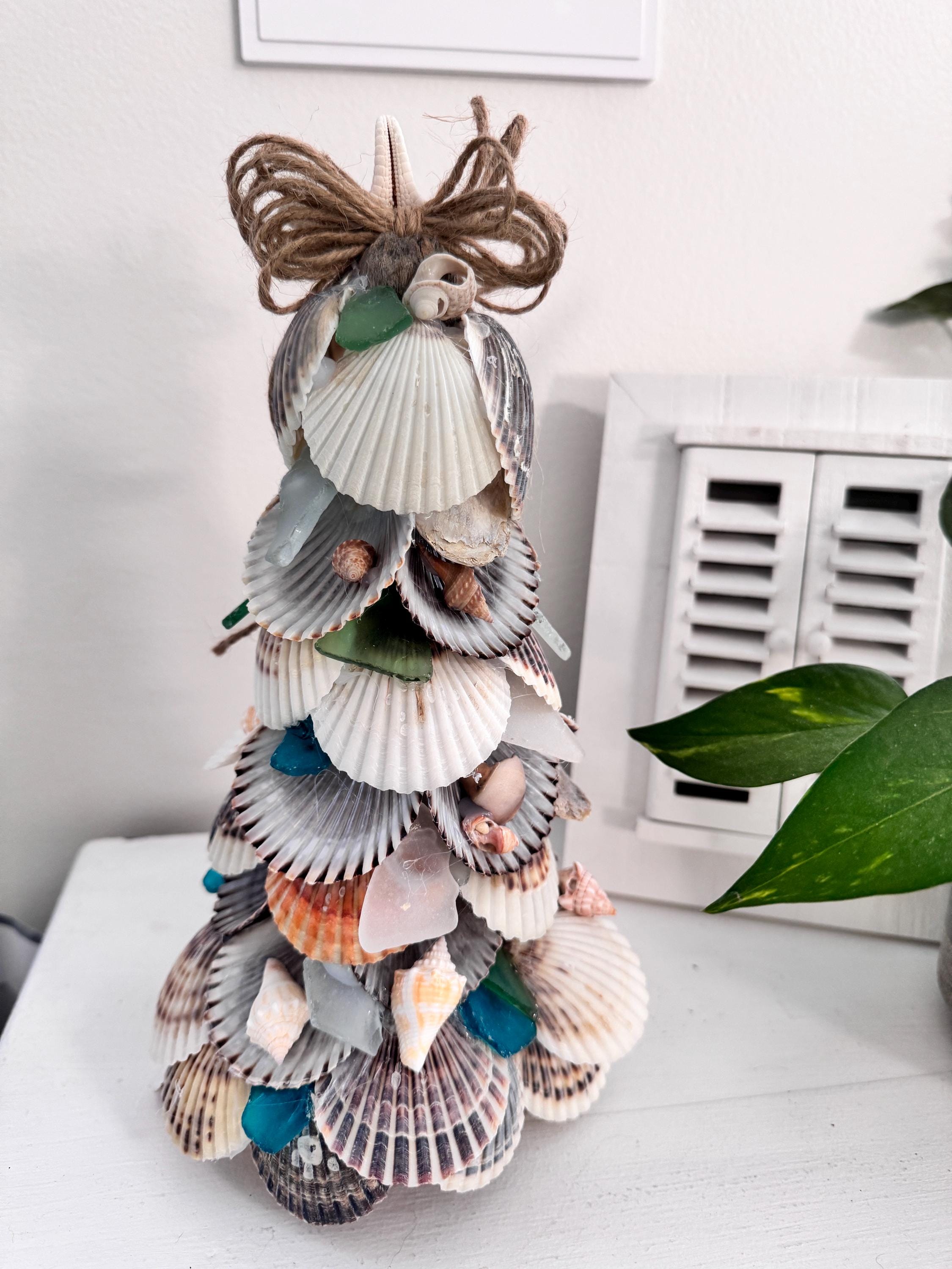 オイスターシェルのクリスマスツリー、海岸風装飾、貝殻のツリー