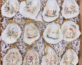 12 Days of Christmas Oyster Shell Ornaments