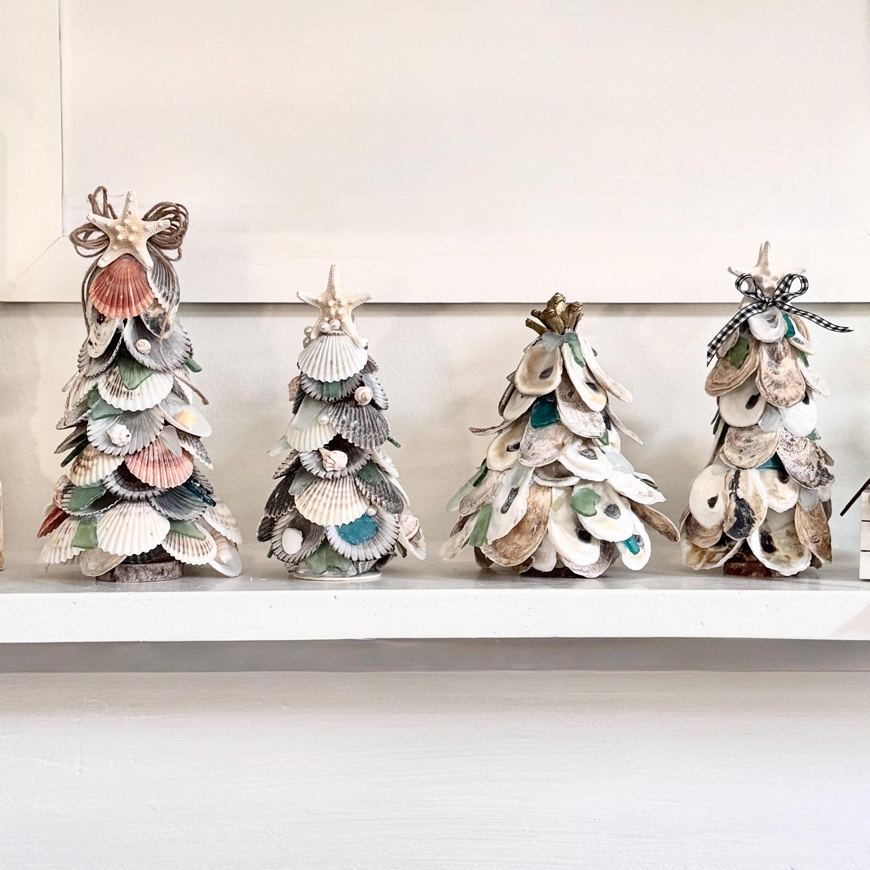 オイスターシェルのクリスマスツリー、海岸風装飾、貝殻のツリー