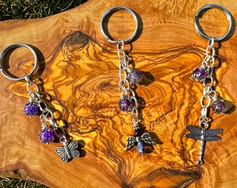 Overdose Awareness Keychain, Overdose Awareness, Keychain, Angel, Butterfly, Dragonfly, Purple Awareness, Addiction Awareness, Remembrance