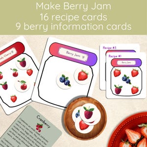 Gioco di abbinamento di marmellata di bacche stampabile / Attività prescolare / Copia di schemi e gioco di finzione / Gioco visivo Montessori / Esercizi di motricità fine in PDF