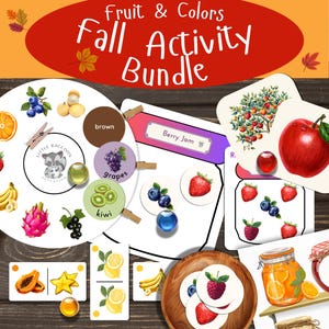 Fall Preschool Activity Bundle | Fruit & Color Matching Games | Printable PDF