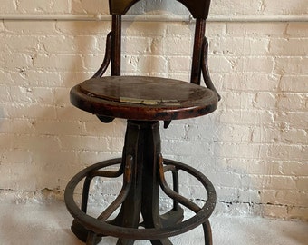 Antique Industrial Machinists Bench Chair