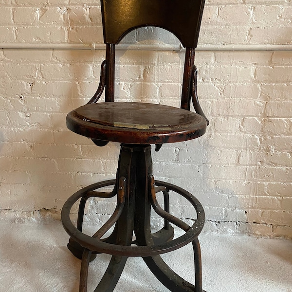 Antique Industrial Machinists Bench Chair