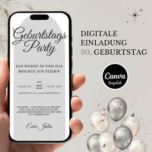 Digitale uitnodiging 30e verjaardag – Minimalistisch & eenvoudig – Gepersonaliseerde WhatsApp-uitnodiging – Moderne geanimeerde uitnodigingskaart