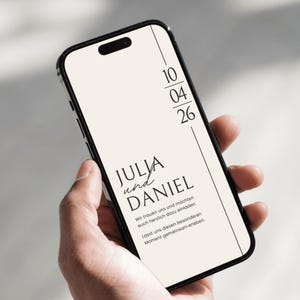 Animated digital wedding invitation for WhatsApp | Minimalist design | Customizable Canva template image 6