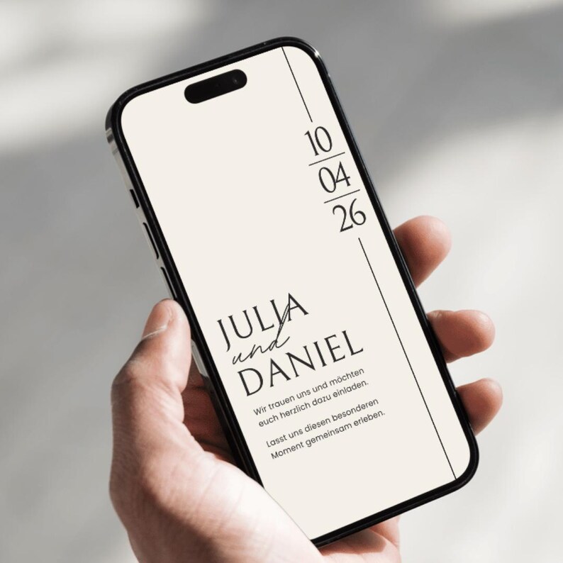 Animated digital wedding invitation for WhatsApp | Minimalist design | Customizable Canva template image 6