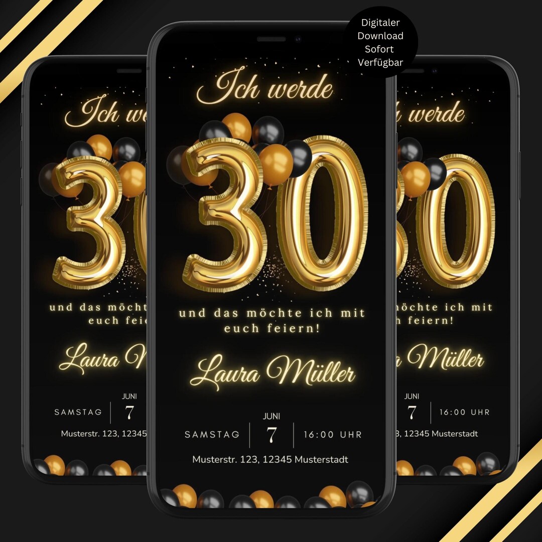 Digitale Ecard Geburtstagseinladung 30 Geburtstag Neon Gold Digitale digitale-ecard-geburtstagseinladung-30-geburtstag-neon-gold-digitale