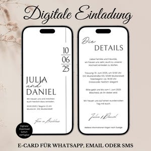 Invitación de boda digital minimalista: plantilla moderna animada de Canva para diseño de tarjetas de invitación de boda online y por WhatsApp