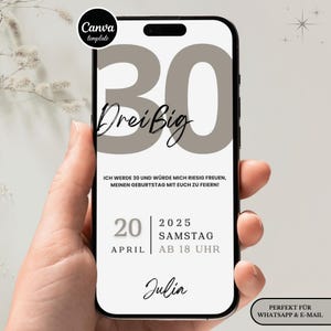 Digitale Einladung 30. Geburtstag – Animierte Geburtstagskarte im minimalistischen Stil | Modern, Schlicht & perfekt für WhatsApp