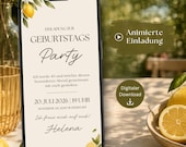 Digitale Geburtstagsparty Einladung mediterran Zitrone | WhatsApp Video Einladung personalisierbar