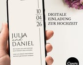 Digitale Hochzeitseinladung animiert für WhatsApp | Minimalistisches Design | Canva Vorlage zum Selbst Anpassen