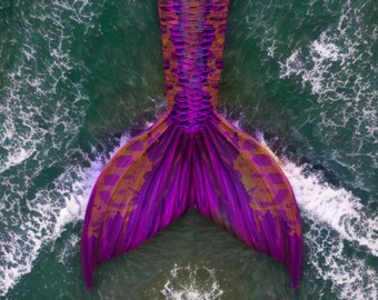 Swimmable Custom Mermaid Tail: Abstract Seas Graffiti Design in Bright Colours