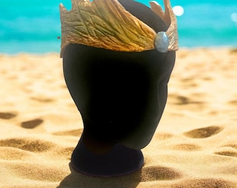 Fantasy Mermaid Crown, Silicone Queen of the Waves Headpiece, Custom Fin + Gem Crown for Cosplay, Hobbyists, and Photoshoots