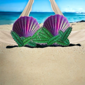 Shells on leaves mermaid dragon skin silicone swim top